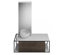 burgbad Junit Set Lavabo en fonte minérale avec meuble sous-lavabo, version à gauche, avec panneau diffuseur lumineux SFLG120, largeur : 1200mm, SFLG120LF3152G0175, SFLG120LF3152G0175, Colorazione: De