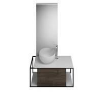 burgbad Junit set lavabo en fonte minérale avec meuble sous-lavabo, version droite, avec miroir éclairé SFLG090, largeur : 900mm, SFLG090RF3152G0175, SFLG090RF3152G0175, Colorazione: Decorazione Tartu