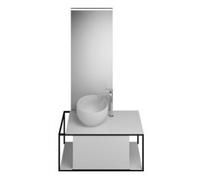 burgbad Junit Set Set Lavabo en fonte minérale avec meuble sous-lavabo, version gauche, miroir éclairé SFLG090 inclus, largeur : 900mm, SFLG090LF3148G0175, SFLG090LF3148G0175, Colorazione: Bianco Luci
