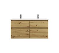 burgbad Lin20 double lavabo en fonte minérale blanc brillant avec meuble sous-lavabo, 4 tiroirs parallèles, 1220x495x612mm, SGIB122F5353C0001, SGIB122F5353C0001, Colorazione: Arredamento urbano in que