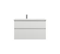 burgbad Lin20 lavabo en céramique blanc brillant y compris meuble souslavabo, 2 tiroirs, affleurement à gauche, 1030x495x622mm, SGHH103F5363C0001, SGHH103F5363C0001, Colorazione: Bianco lucido