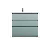 burgbad Lin20 lavabo en céramique blanc brillant y compris meuble souslavabo, 3 tiroirs, affleurement à gauche, 1030x495x912mm, SGHI103LF5395C0001, SGHI103LF5395C0001, Colorazione: Pannello posteriore