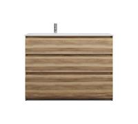 burgbad Lin20 lavabo en fonte minérale blanc mat affleurant à gauche inclus meuble souslavabo, 3 tiroirs, 1220x495x902mm, SGHY122LF5357C0037, SGHY122LF5357C0037, Colorazione: Esche Dekor Cappuccino