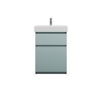 burgbad Lin20 lavabo haut en céramique avec meuble sous-lavabo, 2 tiroirs, 630x370x910mm, SGHC063F5395C0001, SGHC063F5395C0001, Colorazione: Pannello posteriore blu ghiaccio opaco / grigio antracite