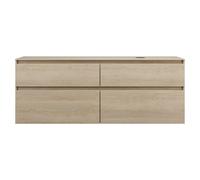 burgbad Lin20 Meuble sous-lavabo avec plan de toilette, découpe de la cuve à droite, 4 tiroirs, 1602x487x661mm, SGIF160RF5355, SGIF160RF5355, Colorazione: Decorazione in quercia Cashmere