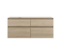 burgbad Lin20 meuble sous-lavabo avec plan de toilette, découpe de la cuve à gauche, 4 tiroirs, 1402x552x661mm, SGRA140LF5355, SGRA140LF5355, Colorazione: Decorazione in quercia Cashmere