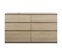 burgbad Lin20 meuble sous-lavabo avec plan de toilette, découpe de la cuve à gauche, 6 tiroirs, 1602x487x900mm, SGIG160LF5355, SGIG160LF5355, Colorazione: Decorazione in quercia Cashmere