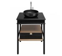 burgbad Mya lavabo à poser en céramique avec meuble sous-lavabo, 650mm, SFKH065F3192C0038, SFKH065F3192C0038, Colorazione: Rovere Nero