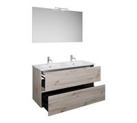 burgbad Rocio Ensemble miroir avec lampe LED, lavabo double et meuble sous-lavabo, largeur 1200mm, SGYR120F6225C0001, SGYR120F6225C0001, Colorazione: Decorazione in quercia argento