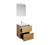 burgbad Rocio Ensemble miroir avec lampe LED, lavabo et meuble sous-lavabo, largeur 600mm, SGYP060F6224C0001, SGYP060F6224C0001, Colorazione: Arredamento urbano in rovere