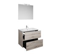 burgbad Rocio Ensemble miroir avec lampe LED, lavabo et meuble sous-lavabo, largeur 800mm, SGYP080F6225C0001, SGYP080F6225C0001, Colorazione: Decorazione in quercia argento