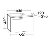 burgbad Sinea salle de bains des invités lavabo en fonte minérale, y compris le meuble sous-lavabo, lavabo à droite, largeur : 656 mm, WTU065ER313K0040, WTU065ER313K0040, Colorazione: Nero Lucido Alto