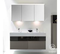 Burgbad Yumo mobile con lavabo doppio, con armadietto a specchio, SFLC132RF3194C0037, Yumo [Mobili da Bagno > Set Mobili da Bagno]