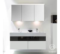 Burgbad Yumo mobile con lavabo doppio, con armadietto a specchio, SFLC132RF3725C0037, Yumo [Mobili da Bagno > Set Mobili da Bagno]