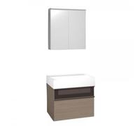 burgbad Yumo set lavabo en céramique avec meuble sous-lavabo, y compris armoire de toilette avec éclairage LED du lavabo, largeur : 665mm, SFLA067F3194G0179, SFLA067F3194G0179, Colorazione: Acrilico a