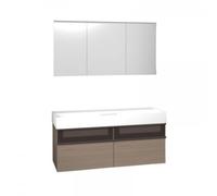 burgbad Yumo set lavabo en fonte minérale avec meuble sous-lavabo, y compris armoire de toilette avec éclairage LED du lavabo, largeur : 1315mm, version gauche, SFLC132LF3198G0179, SFLC132LF3198G0179,