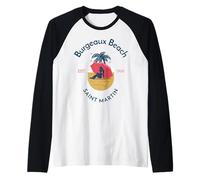 Burgeaux Beach Saint Martin SINT Maarten Maglia con Maniche Raglan