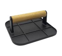 Burger, 6.3 Inch Cast Iron Grill & Round Flat Griddle, Heavy Duty Meat with Anti Scalding Anti Slip Handle for Home Kitchen Outdoor BBQ, Steak, Bacon, Sandwich, Griddle