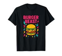 Burger Beast - Divertente Design con Cibo al Neon Maglietta