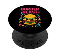Burger Beast - Divertente design con cibo al neon PopSockets PopGrip Adesivo