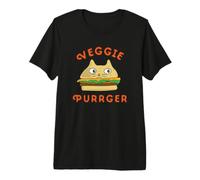 Burger Cat Veggie Purrger Vegano Vegetariano Dieta a Base vegetale Maglietta Premium