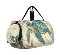 Burgers marrone scuro Beige Ragazzi Carry on Duffel Bag Weekend Duffel Pernottamento Ragazze Duffle Bags Travel Tote Bambini Danza Duffle, Vite di tartarughe marine vintage, classico