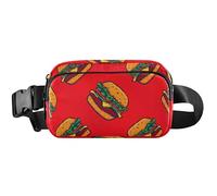Burgers Marsupio impermeabile da donna, borsa da vita da donna, rosso hamburger, 20,3 x 13,5 x 5,8 cm, divertente, carino, hamburger rosso, 20,3 x 13,5 x 5,8 cm, divertente e carino, Burgers Rosso, 8