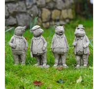 Burgess Home & Garden Set di 4 statue in pietra del vento nei salici, decorazione da giardino a forma di talpa, topo, tasso, rospo