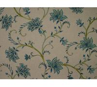 Burghley Floreale Fiordaliso Lino Misto Cotone Tessuto Tenda Fodera Cuscino