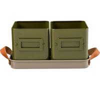 Burgon & Ball Set di Vasetti per Erbe Aromatiche con Vassoio - Collector - Olive