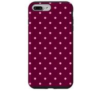 Burgundy and Pink Polka Dots Tiny Polkadots Aesthetic Custodia per iPhone 7 Plus/8 Plus