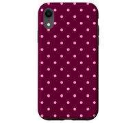 Burgundy and Pink Polka Dots Tiny Polkadots Aesthetic Custodia per iPhone XR