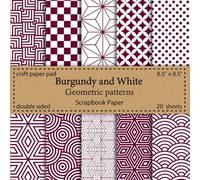Burgundy and White Geometric Patterns Scrapbook Paper: Craft Paper Pad | 10 Designs Burgundy Patterned Scrapbook Paper 20 Sheets 8.5 x 8.5 Non ... DIY Crafts, Stationery Making, Gift
