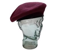 Burgundy/Marrone Lana Stile Militare Basco / Berretto Taglia Media / 7 1/4 - New