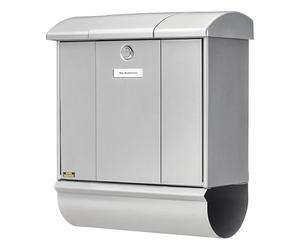 Burgwächter, Cassetta della posta Olymp-Set argentata, con scomparto portariviste, dimensioni 445 x 385 x 193mm, 91600Si