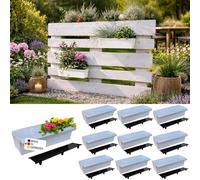 BURI 10 inserti per fioriere per pallet europei con feltro di irrigazione | con sistema di sospensione per appendere | 37,3 cm bianco | vaso per fiori per pallet europeo | vaso da balcone | vaso per