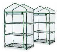BURI 2 serre con 3 ripiani, 126 x 70 x 50 cm, mini serra per la coltivazione e la germinazione dei semi, robusto telaio tubolare in acciaio, copertura in PVC trasparente, porta con cerniera
