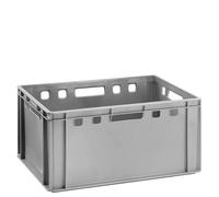 BURI Baule per carne, E3, grigio, 60 x 40 x 30 cm, Eurobox alto dalla Germania, per alimenti, robusto, impilabile