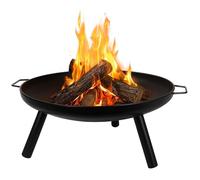 BURI Braciere rotondo da 59 cm, in metallo, braciere con 2 manici e 3 piedini stabili, per giardino, terrazza, balcone, esterno