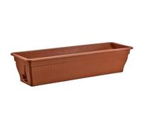 BURI Fioriera da balcone con serbatoio d'acqua 100/80/55 cm - Vaso per fiori resistente agli agenti atmosferici, fioriera con inserto in plastica UV-resistente terracotta, marrone scuro (Terracotta