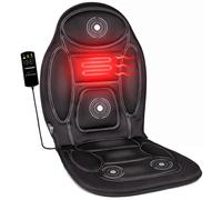 BURI Sedile massaggiante auto 12 V con funzione termica commutabile - Tappetino massaggiante 108 x 48 cm nero - 4 motori massaggianti 13 programmi telecomando - Cuscino per sedile auto massaggio