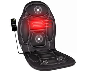 BURI Sedile massaggiante auto 12 V con funzione termica commutabile - Tappetino massaggiante 108 x 48 cm nero - 4 motori massaggianti 13 programmi telecomando - Cuscino per sedile auto massaggio