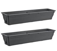 BURI Set Blumenkasten 100cm Anthrazit Wasserspeicher con Drenaggio 25L