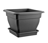 BURI Vaso per piante XXL, 60 x 60 cm, con serbatoio d'acqua e sottovaso, 70 litri, colore antracite, resistente ai raggi UV, resistente al gelo, robusto