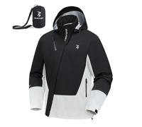 Burjosy Giacca impermeabile da uomo con cappuccio, abbigliamento impermeabile impermeabile impermeabile per ciclismo, golf, escursionismo, pesca, Nero , XL
