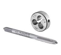Burkit #10-24 UNC Set di maschi e matrici per destrorsi | Set di 10-24 filettature e fustelle rotonde, utilizzate per creare e riparare fili su materiali come il metallo