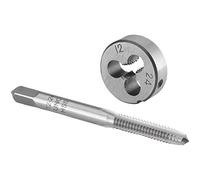 Burkit #12-24 UNC Set di maschi e matrici per destrorsi | Set di 12-24 filettature e fustelle rotonde, utilizzate per creare e riparare fili su materiali come il metallo