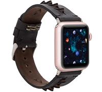Burkley Cinturino di ricambio in pelle per Apple Watch, 38/40 mm e 42/44 mm, stile vintage, compatibile con tutti gli Apple Watch, realizzato a mano (42/44 mm, colore nero - BA12)