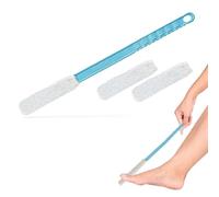 Burlingham's Spazzola per piedi e piedi con coperture riutilizzabili per asciugare le dita dei piedi, esfoliazione morbida della pelle, manico lungo 43,2 cm per anziani, adulti