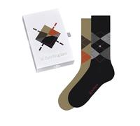 Burlington Basic Gift Box M So cotone fantasia confezione di 2 paia, Calzini Uomo, Multicolore Black Beige 0039, 40-46